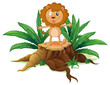 A stump with a little lion