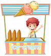 A boy selling ice cream