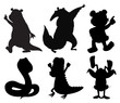 Silhouettes of dancing animals