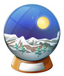A dome with an image of a snowy mountain