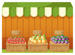 Three fruitstands with empty boards