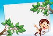 A monkey pointing the empty paper