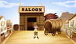 Vector: A young boy in front of a saloon bar A young boy in front of a saloon bar