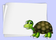 A turtle beside an empty paper