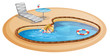 Vektor: A girl enjoying the pool A girl enjoying the pool