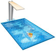 Vektor: A girl swimming at the pool with a diving board A girl swimming at the pool with a diving board