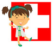 Vector: A nurse in front of the Switzerland flag A nurse in front of the Switzerland flag