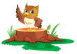 Vector: An owl on a stump An owl on a stump