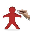 red man and doctor hand on white