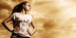 Beautiful woman over sky background