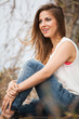 Beautiful caucasian woman in casual outdoors