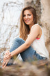 Photo: Beautiful caucasian woman in casual outdoors Beautiful caucasian woman in casual outdoors