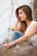 Beautiful caucasian woman in casual outdoors