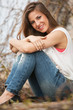 Beautiful caucasian woman in casual outdoors