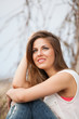 Beautiful caucasian woman in casual outdoors