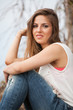 Beautiful caucasian woman in casual outdoors