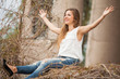 Photo: Beautiful woman smiling with open hands Beautiful woman smiling with open hands