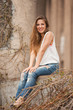 Photo: Beautiful caucasian woman in casual outdoors Beautiful caucasian woman in casual outdoors