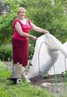  woman working  at  vegetables garden
