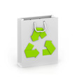 reusable shopping bag with recycle symbol.