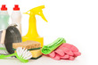 Bright colorful cleaning set on a background