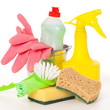 Bright colorful cleaning set on a background