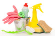 Bright colorful cleaning set on a background