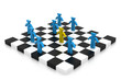 Business people competition on chessboard.