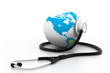Globe with stethoscope - Global healthcare