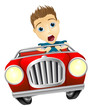 Cartoon man driving fast car