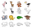 Vector: Cartoon Safari Animal Illustrations Cartoon Safari Animal Illustrations
