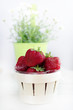 Strawberries in the round basket