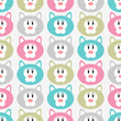 Seamless pattern with cute kitty faces