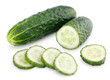 Sliced cucumber vegetable isolated on white with clipping path