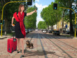 In viaggio turista in città con il cane