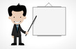 cartoon office worker with empty board