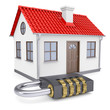 Illustration: Combination lock locks the house Combination lock locks the house