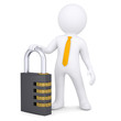 3d white man with the combination lock