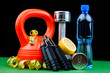 fitness equipment isolated on black