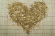 Green tea heart shape top view