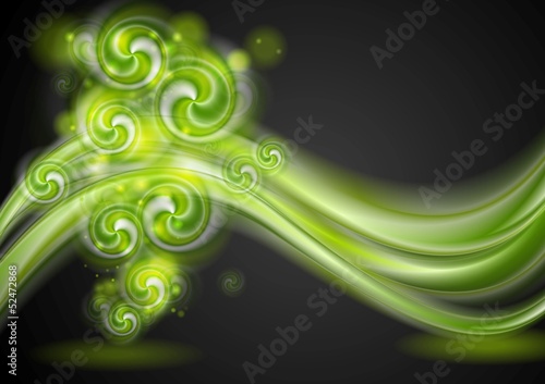 Vector: Colourful green waves and swirl elements Colourful green waves and swirl elements