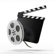 clap board with film reel