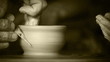 Old film effect - Old Potter works in workshop