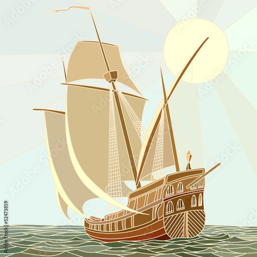 Vector: Illustration of sailing ships of the 17th century. Illustration of sailing ships of the 17th century.