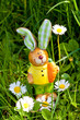 Osterhase symbol mit Gänseblümchen zu Ostern in einer grünen