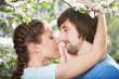 Young attractive couple together outdoors