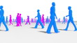 Anonymous Crowd side view mix of blue male and pink female