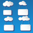 Vector set cutout white clouds with banners