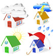 3D Houses With Weather Symbols...
