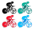 Vektor: Colorful track cyclist at the competition Colorful track cyclist at the competition